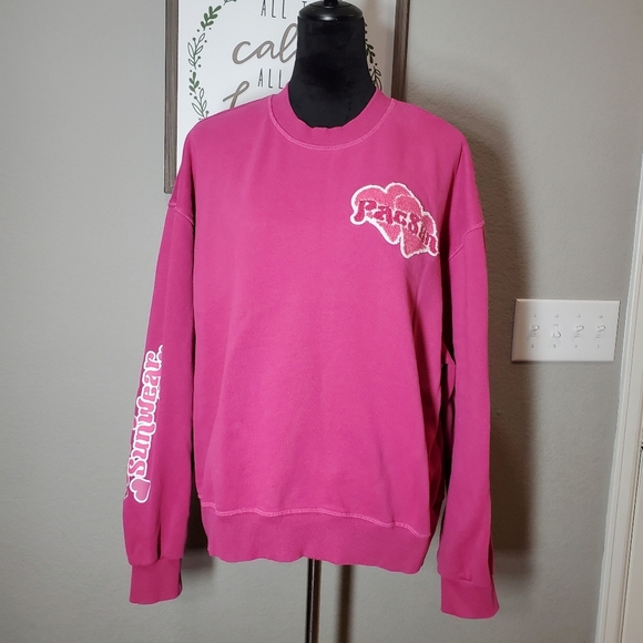PacSun Love Crew Neck Sweatshirt Women's Size Medium Pink EUC - Picture 7 of 16